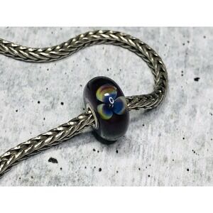 Trollbeads Glass Troll Bead ~ VIOLET FLOWER ~ Retired 2018